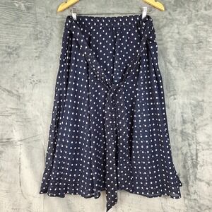 Womens Skirt XL Blue Polka Dot‎ Midi Flowy Boho Chic Rockabilly Retro Swing NWT